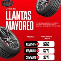 Promoción llantas mayoreo IL Garage